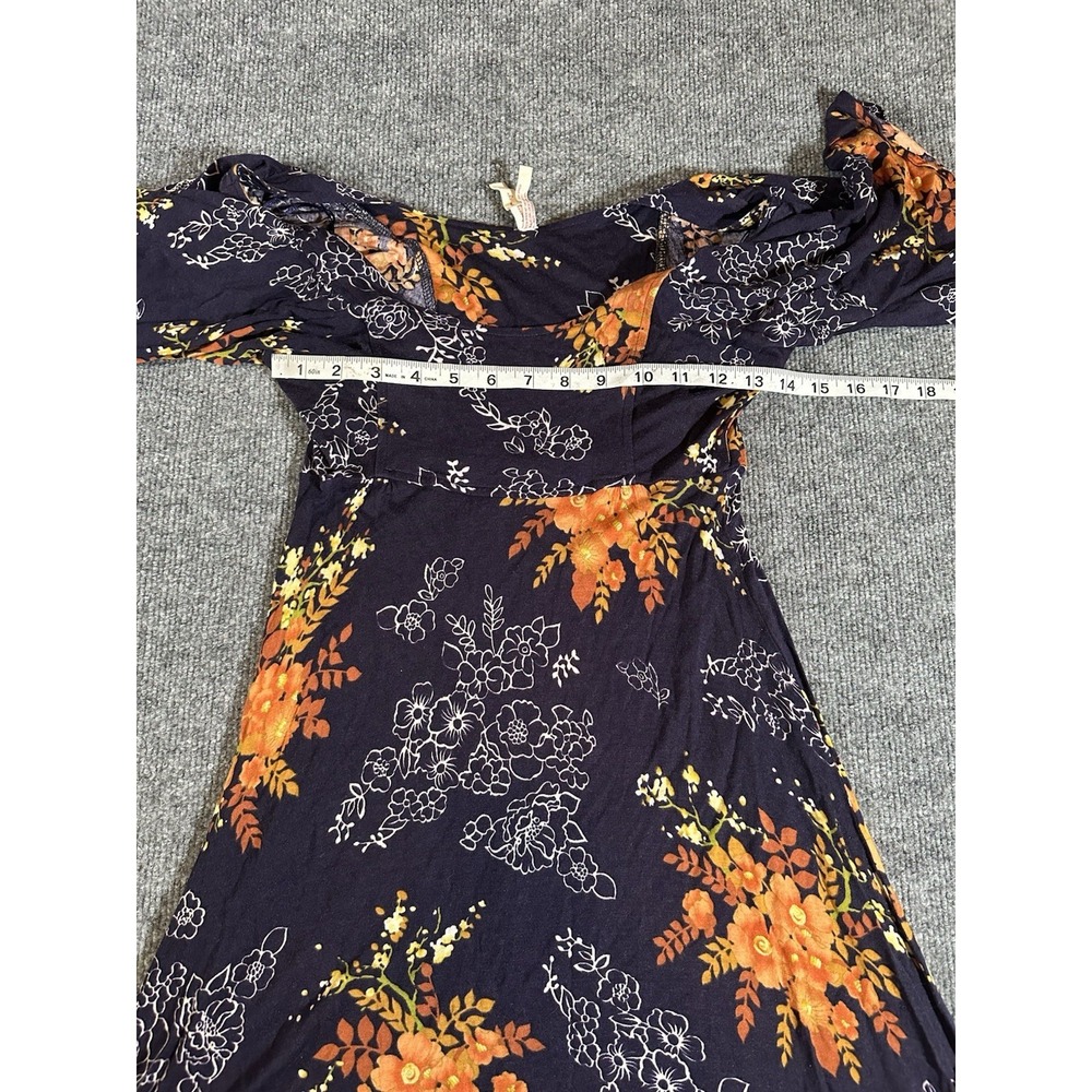 Maeve Anthropologie Women's Small Black Dress A Line Bell Flutter Sleeve Floral - Picture 5 of 7